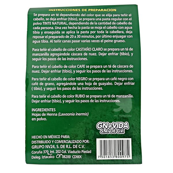 henna tinte natural gn+v,henna tinte natural gn+v 2,henna para el cabello 75 gr Gn+V