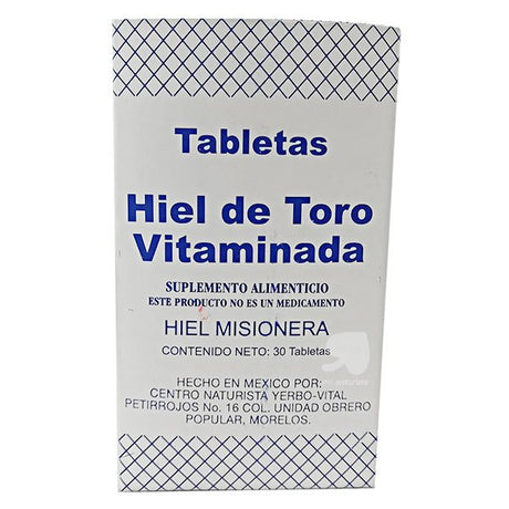 hiel de toro vitaminada 30 tabletas,hiel de toro vitaminada tabletas,hiel de toro,misionera tabletas,Hiel de toro vitaminada 30 tabletas