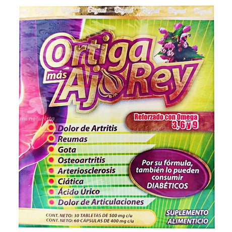 Ortiga mas ajo rey 30 tabletas 30 capsulas- omega nutrition;Ortiga mas ajo rey articulaciones